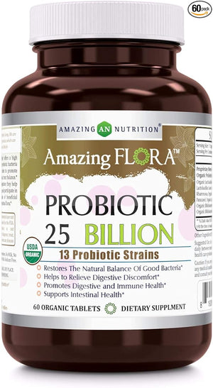 Amazing Flora Probiotic 25 Billion | 13 Strains | 60 Tablets