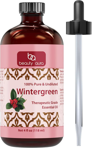 Beauty Aura Wintergreen Oil | Therapeutic Grade Essential Oil | 4 Fl. Oz (118 ml)