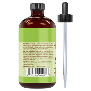 Beauty Aura Australian Tea Tree Essential Oil, Undiluted,  | 4 Fl Oz | 118 Ml