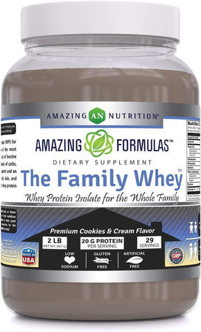 Image of Amazing Formulas The Family Whey Protein (Isolate) | Powder| 2 Lbs | Cookies & Cream Flavor