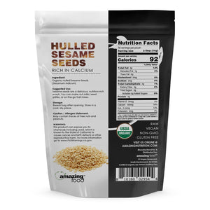 Amazing Food Hulled Sesame Seeds | 2 Lb | 16 Grams per Serving | 56 Servings | USDA Organic