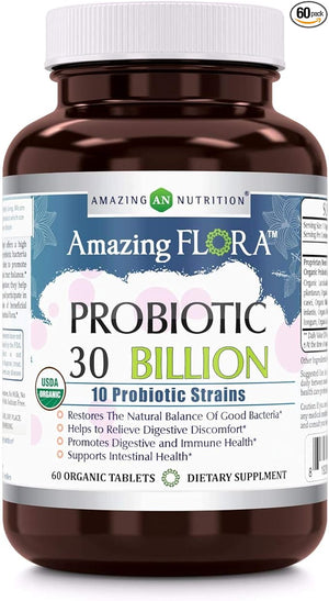 Amazing Flora Probiotic 30 Billion | 10 Strains | 60 Tablets