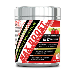 Amazing Muscle Max Boost Pre-Workout Formula | Strawberry Lime Flavor | 60 Servings | 7.2 Grams per Serving