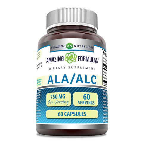 Image of Amazing Formulas ALA/ALC (Alpha Lipoic Acid/Acetyl-L-Carnitine) | 750 Mg | 60 Capsules