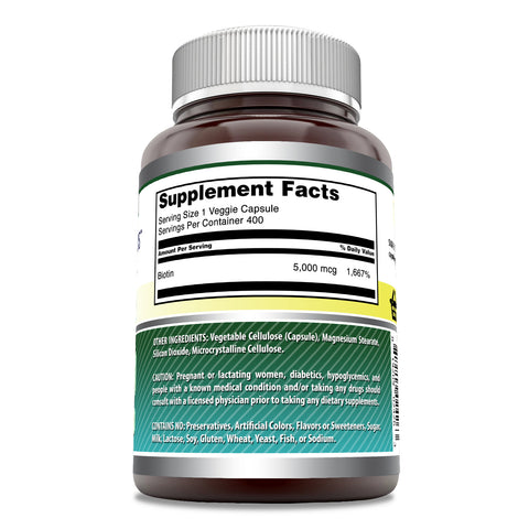 Image of Amazing Formulas Biotin | 5000 Mcg | 400 Veggie Capsules