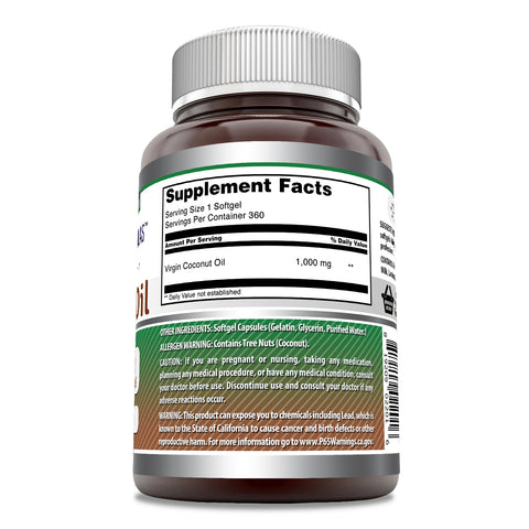 Image of Amazing Formulas Coconut Oil | 1000 Mg | 360 Softgels