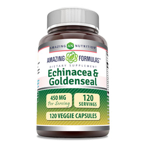 Amazing Formulas Echinacea Goldenseal Root| 450 Mg | 120 Veggie Capsules