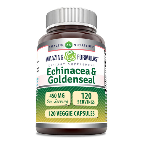 Image of Amazing Formulas Echinacea Goldenseal Root| 450 Mg | 120 Veggie Capsules