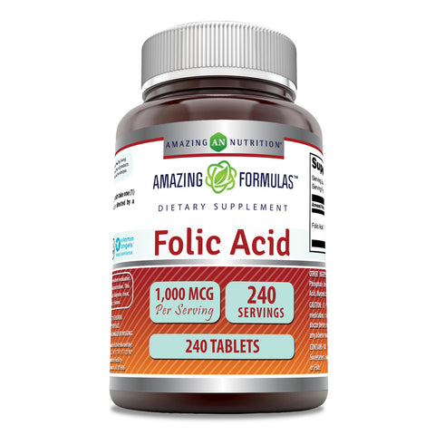 Image of Amazing Formulas Folic Acid | 1000 Mcg | 240 Tablets