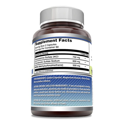 Image of Amazing Formulas Glucosamine Chondroitin & MSM | 1850 Mg Per Serving | 120 Capsules