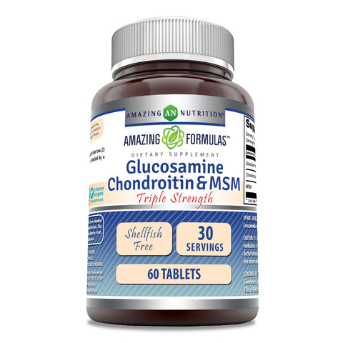 Image of Amazing Formulas Glucosamine Chondroitin MSM | Triple Strength | 60 Tablets | Shellfish Free