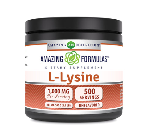 Image of Amazing Formulas L-Lysine Powder | 1.1 Lb | 500 Servings | 1,000 Mg Per Serving