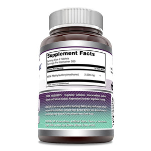 Amazing Formulas MSM | 2000 Mg Per Serving | 400 Tablets