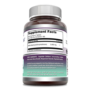 Amazing Formulas MSM | 3000 Mg Per Serving | 360 Tablets