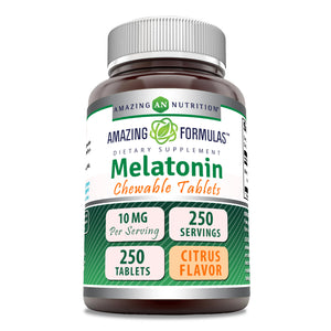 Amazing Formulas Melatonin | 10 Mg | 250 Chewable Tablets | Citrus Flavor