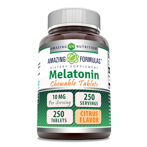 Image of Amazing Formulas Melatonin | 10 Mg | 250 Chewable Tablets | Citrus Flavor