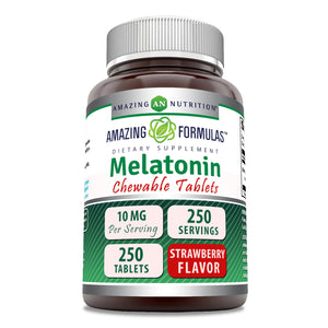 Amazing Formulas Melatonin | 10 Mg | 250 Chewable Tablets | Strawberry Flavor