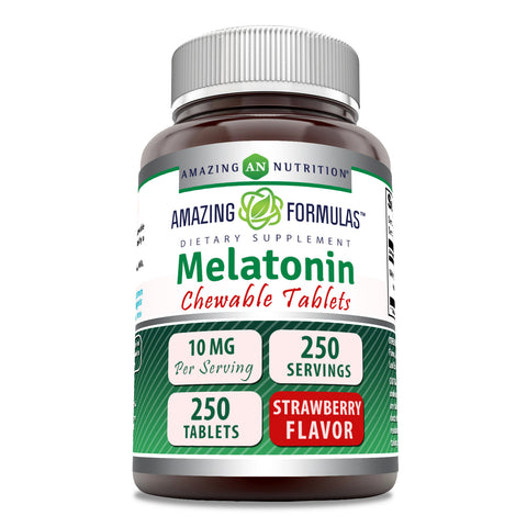 Image of Amazing Formulas Melatonin | 10 Mg | 250 Chewable Tablets | Strawberry Flavor