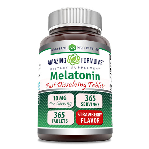 Image of Amazing Formulas Melatonin | 10 Mg | 365 Fast Dissolving Tablets | Strawberry Flavor