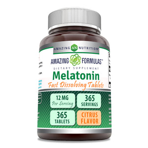 Amazing Formulas Melatonin 12 Mg | 365 Fast Dissolving Tablets | Citrus Flavor
