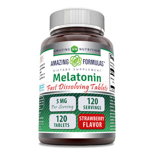 Amazing Formulas Melatonin | 5 Mg | 120 Fast Dissolving Tablets | Strawberry Flavor