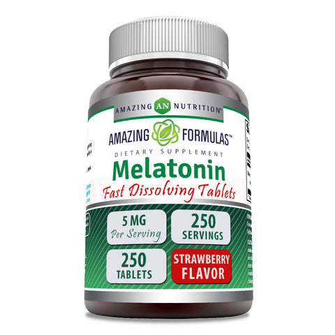 Image of Amazing Formulas Melatonin | 5 Mg | 250 Fast Dissolving Tablets | Strawberry Flavor