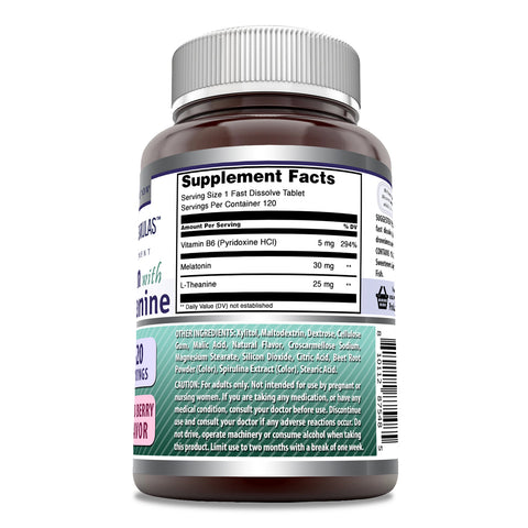 Image of Amazing Formulas Melatonin with B6 + L-Theanine | 30 Mg Per Serving | 120 Fast Dissolve Tablets | Mixed Berry Flavor