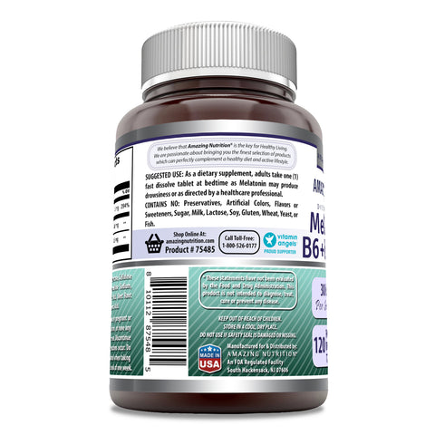 Image of Amazing Formulas Melatonin with B6 + L-Theanine | 30 Mg Per Serving | 120 Fast Dissolve Tablets | Mixed Berry Flavor