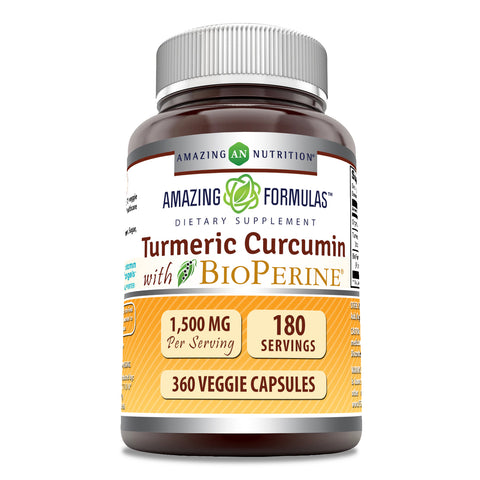 Image of Amazing Formulas Turmeric Curcumin with BioPerine | 1500 Mg Per Serving | 360 Veggie Capsules