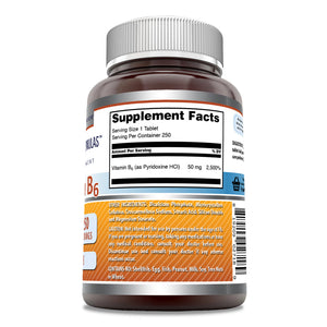 Amazing Formulas Vitamin B6 | 50 Mg | 250 Tablets
