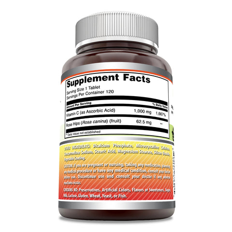 Image of Amazing Formulas Vitamin C with Rose Hips | 1000 Mg | 120 Tablets