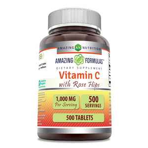 Amazing Formulas Vitamin C with Rose Hips | 1000 Mg | 500 Tablets