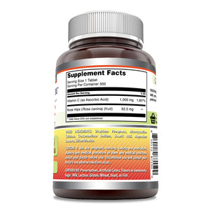 Amazing Formulas Vitamin C with Rose Hips | 1000 Mg | 500 Tablets