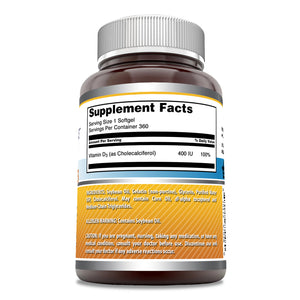 Amazing Formulas Vitamin D3 | 400 IU | 360 Softgels