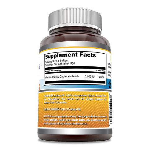 Image of Amazing Formulas Vitamin D3 | 5,000 IU | 500 Softgels