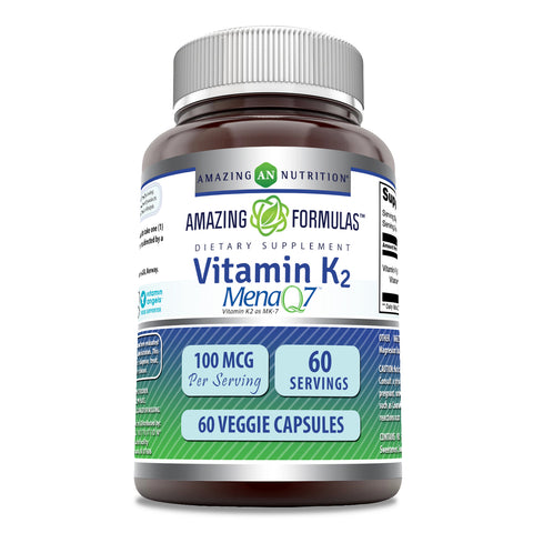 Image of Amazing Formulas Vitamin K2 MenaQ7 | 100 Mcg | 60 Veggie Capsules