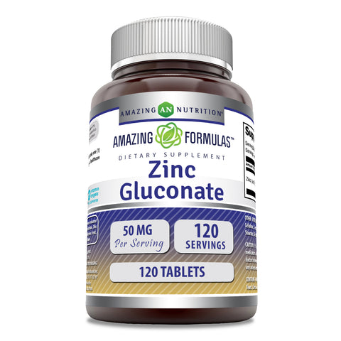 Image of Amazing Formulas Zinc Gluconate | 50 Mg | 120 Tablets