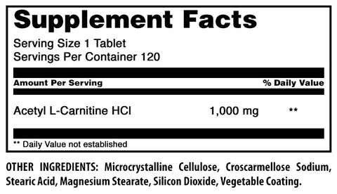 Image of Amazing Formulas Acetyl L-Carnitine | 1000 Mg | 120 Tablets