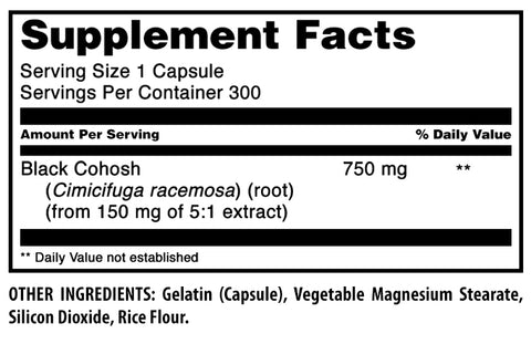 Image of Amazing Formulas Black Cohosh | 750 Mg | 300 Capsules