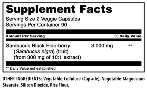 Image of Amazing Formulas Black Elderberry | 3000 Mg Per Serving | 180 Veggie Capsules