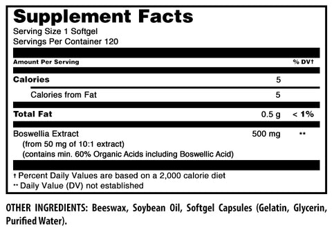 Image of Amazing Formulas Boswellia Extract | 500 Mg | 120 Softgels