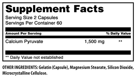 Image of Amazing Formulas Calcium Pyruvate | 1500 Mg Per Serving | 120 Capsules