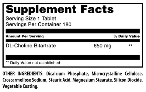 Image of Amazing Formulas Choline Bitartrate | 650 Mg | 180 Tablets