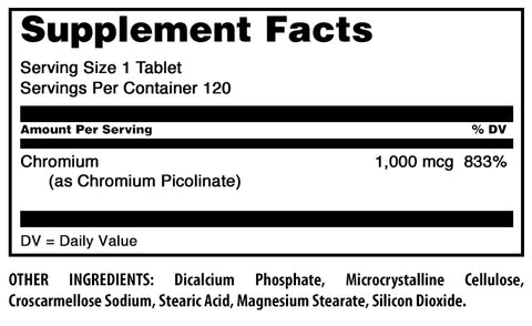 Image of Amazing Formulas Chromium Picolinate | 1000 Mcg | 120 Tablets