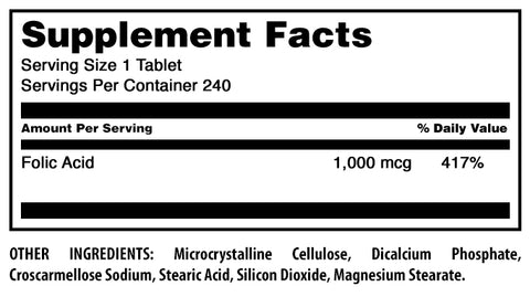 Image of Amazing Formulas Folic Acid | 1000 Mcg | 240 Tablets