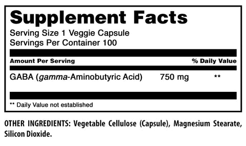 Image of Amazing Formulas GABA | 750 Mg | 100 Veggie Capsules