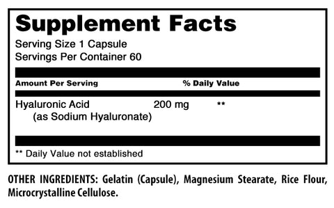 Image of Amazing Formulas Hyaluronic Acid | 200 Mg | 60 Capsules