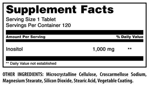 Image of Amazing Formulas Inositol | 1000 Mg | 120 Tablets