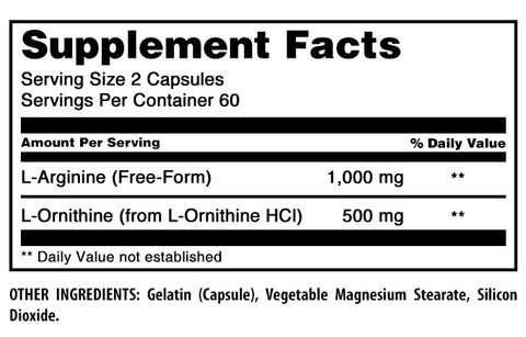 Image of Amazing Formulas L-Arginine L-Ornithine | 1500 Mg Per Serving | 120 Capsules