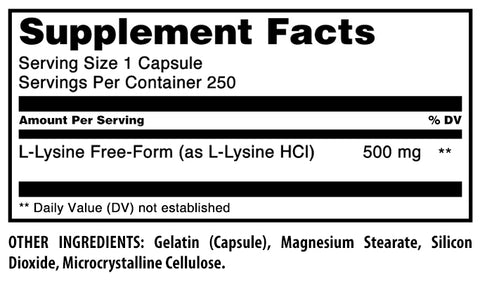 Image of Amazing Formulas L-Lysine | 500 Mg | 250 Capsules